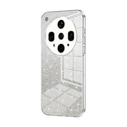 Silver glitter phone case with electroplated edges and quad-camera cutout