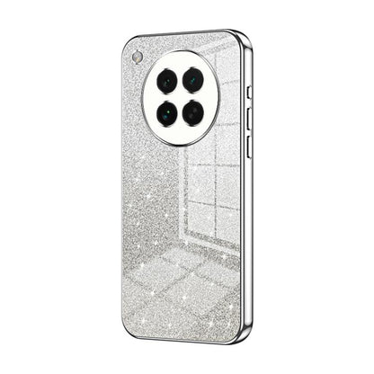 Silver glitter electroplated phone case with round camera ring and raised cutouts