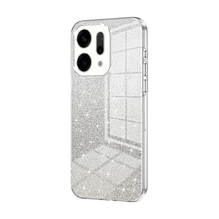 Clear glitter phone case with silver bumper and raised camera cutouts