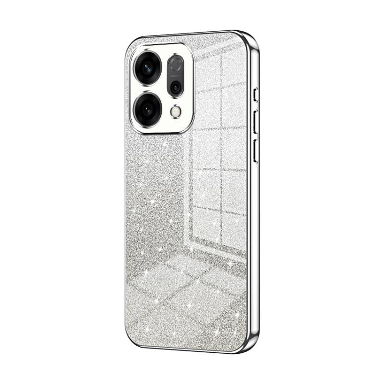 Silver glitter phone case with metallic silver frame and camera cutouts