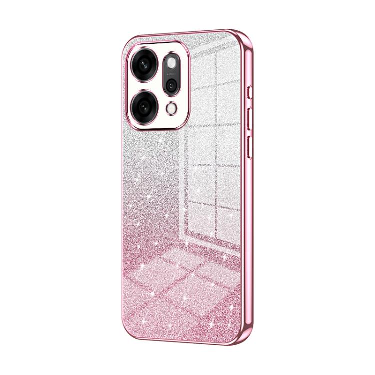 Pink glitter electroplated phone case with camera cutouts and slim side buttons