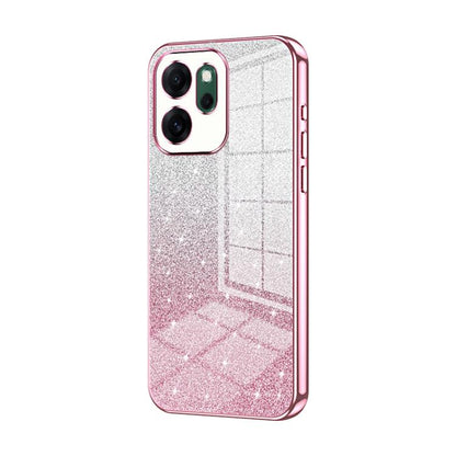 Glitter gradient phone case with pink electroplated frame and camera cutouts