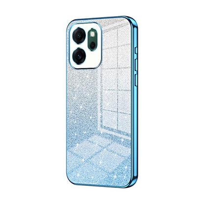 Glitter gradient phone case with blue electroplated frame and camera cutouts