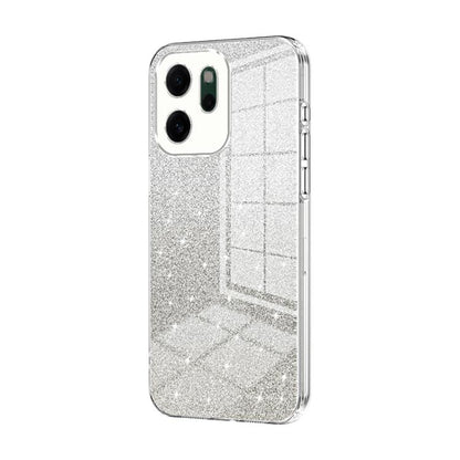 Glitter gradient phone case with silver electroplated frame and camera cutouts