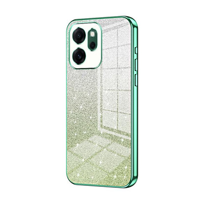 Glitter gradient phone case with green electroplated frame and camera cutouts