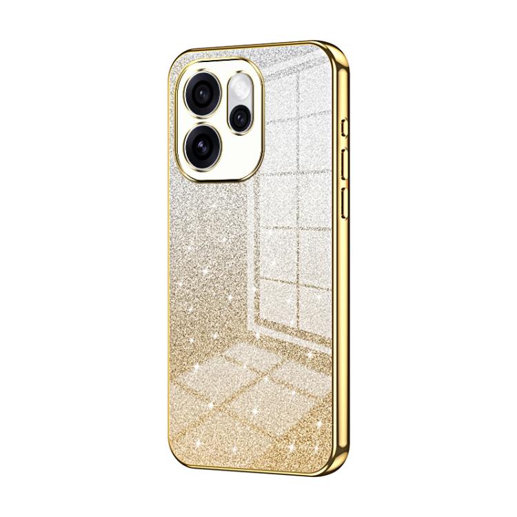 Glitter phone case with gold electroplated edge and cutouts for triple cameras