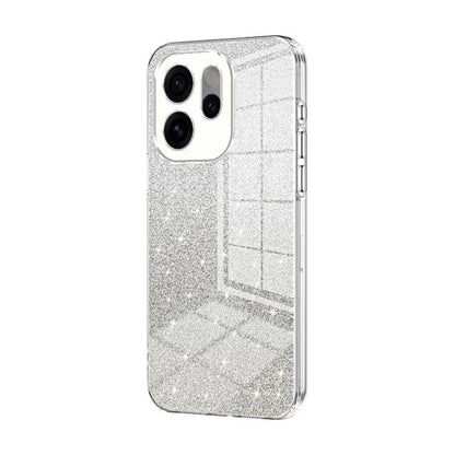 Silver glitter gradient phone case with electroplated edges and triple camera cutouts