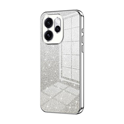 Silver glitter gradient phone case with electroplated edges and triple camera cutouts