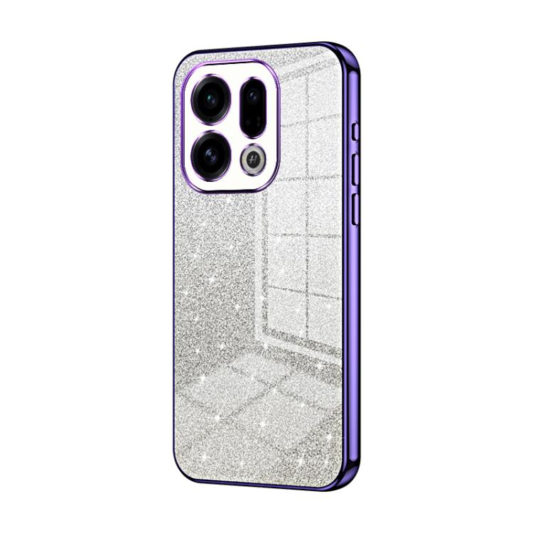 Purple glitter gradient phone case with electroplated edges and triple camera cutouts