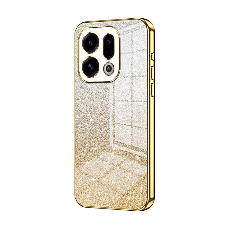 Gold glitter gradient phone case with electroplated edges and triple camera cutouts