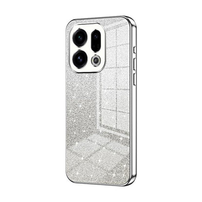 Glitter phone case with electroplated silver edges, textured silver finish, triple camera cutouts