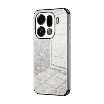 Silver glitter phone case with black electroplated edges and camera cutouts