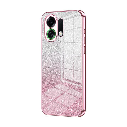 Silver glitter phone case with pink electroplated edges and camera cutouts