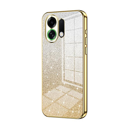 Silver glitter phone case with gold electroplated edges and triple camera cutout
