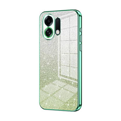 Silver glitter phone case with green electroplated edges and camera cutouts