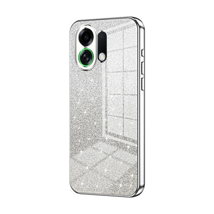 Silver glitter phone case with black electroplated edges and camera cutouts