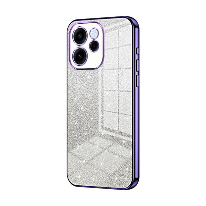 Purple glitter phone case with electroplated edges for a snug back cover.