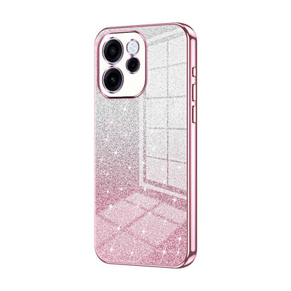 Pink glitter phone case with electroplated edges and camera cutout on the back.