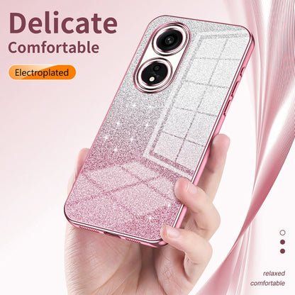 Pink glitter phone case with grid pattern and electroplated camera rings, dual cutouts