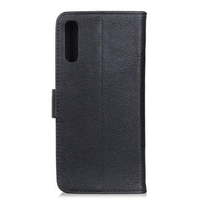Black flip leather phone wallet case back with cutout for camera and buttons