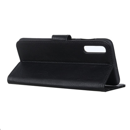 Black flip leather phone wallet case with stand fold and cutout for speaker