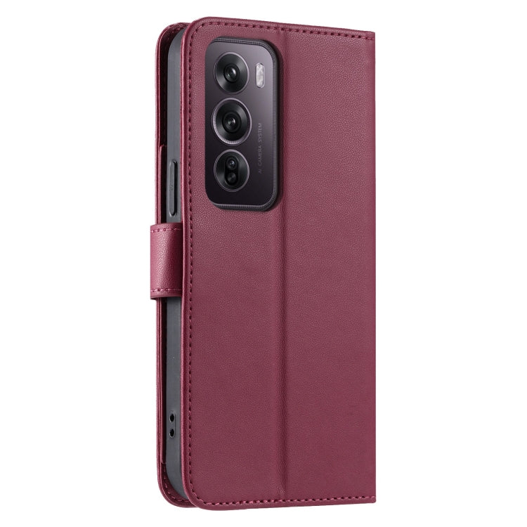 Ring buckle rhombic quilt leather phone case, maroon, with side cutouts and ring strap