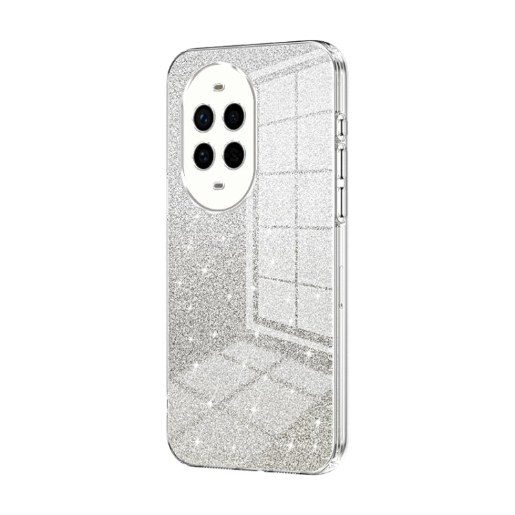 Silver glitter phone case with transparent back and dual camera cutouts