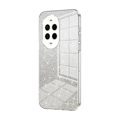 Silver glitter phone case with transparent back and dual camera cutouts