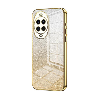 Gold glitter phone case with electroplated camera ring and raised lens cutouts