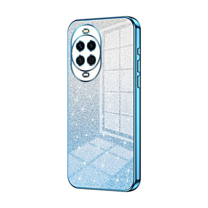 Blue glitter phone case with electroplated camera ring and raised lens cutouts