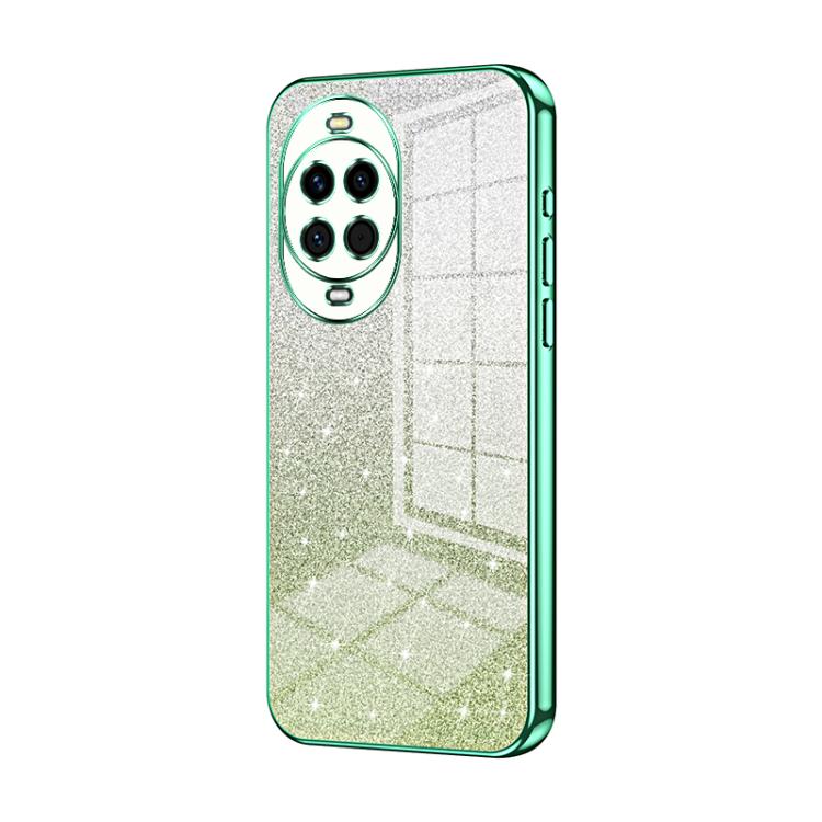 Green glitter phone case with electroplated camera ring and raised lens cutouts