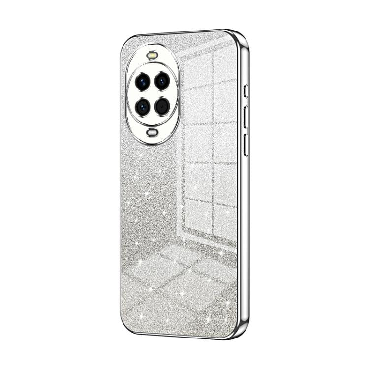 Silver glitter phone case with electroplated camera ring and raised lens cutouts
