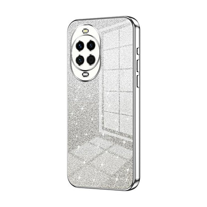 Silver glitter phone case with electroplated camera ring and raised lens cutouts