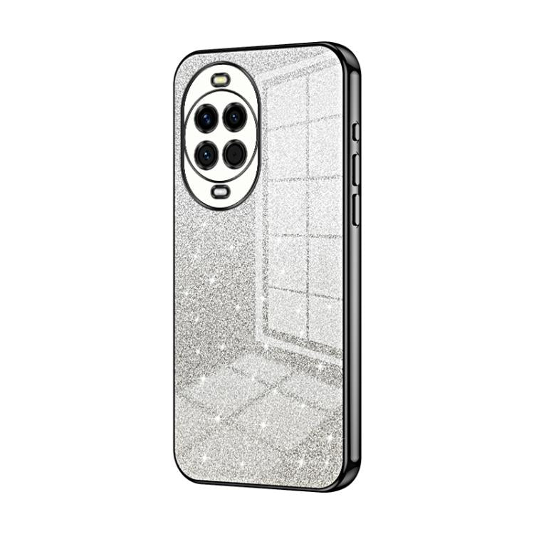 Black-edged silver glitter phone case with electroplated camera ring and lens cutouts