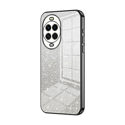 Black-edged silver glitter phone case with electroplated camera ring and lens cutouts