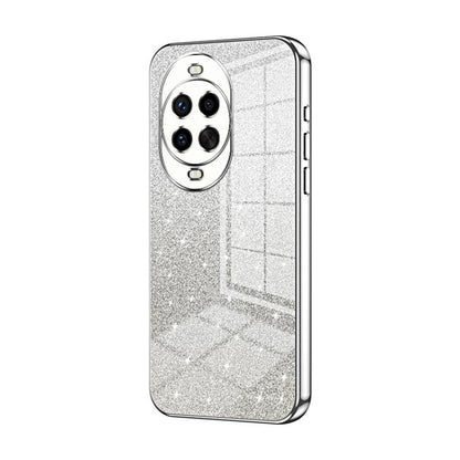Silver glitter phone case with electroplated edge and triple camera cutouts