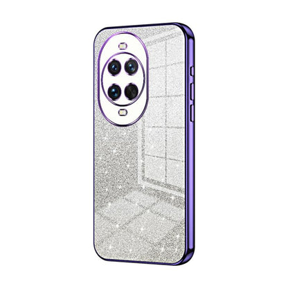 Purple glitter electroplated phone case with 3-camera cutouts and textured back