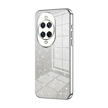 Silver glitter phone case with electroplated edge and triple camera cutouts