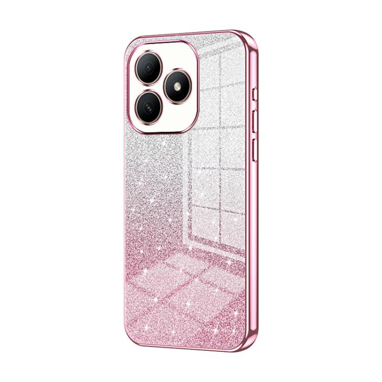 Glitter gradient phone case with pink finish, raised camera cutouts and slim edge frame.