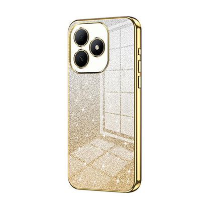 Glitter gradient phone case with gold finish, raised camera cutouts and slim edge frame.