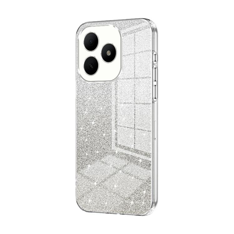 Silver glitter electroplated phone case with 3-camera cutouts and textured back