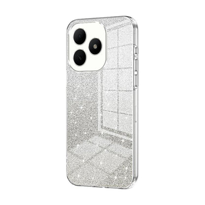 Silver glitter electroplated phone case with 3-camera cutouts and textured back