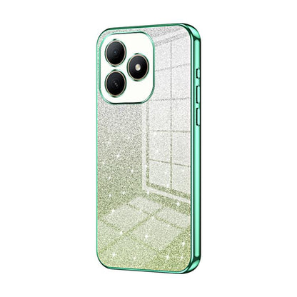 Green glitter electroplated phone case with 3-camera cutouts and textured back