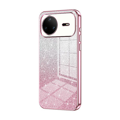 Glitter phone case with pink electroplated frame and silver sparkle finish