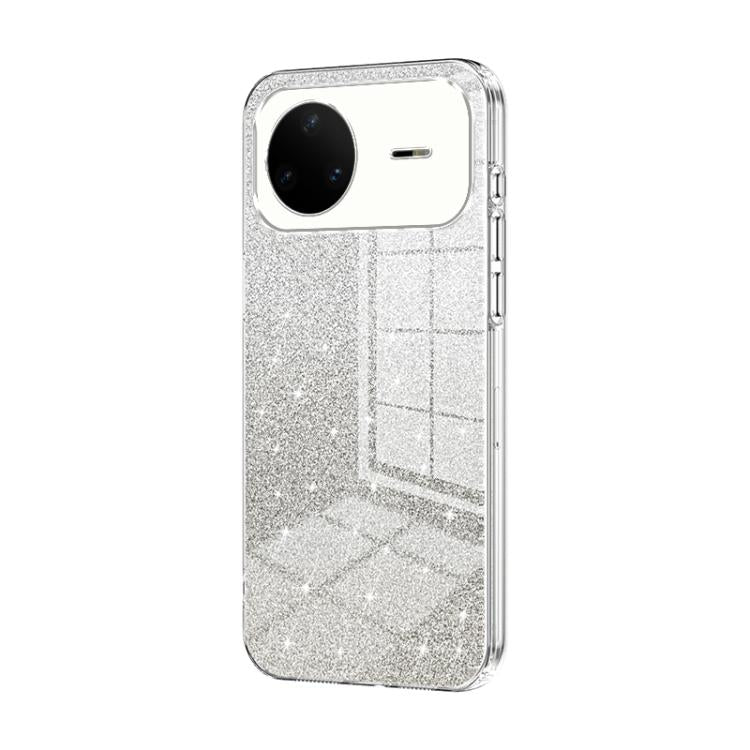 Transparent glitter phone case with silver electroplated frame and sparkle finish