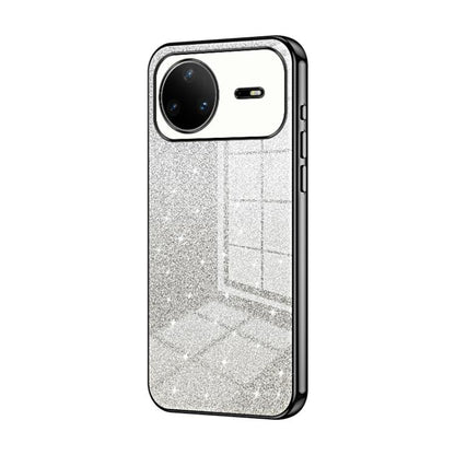 Glitter phone case with dark electroplated frame and silver sparkle finish