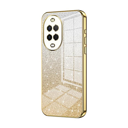 Glitter gradient phone case with gold finish, raised camera cutouts and slim edge frame.