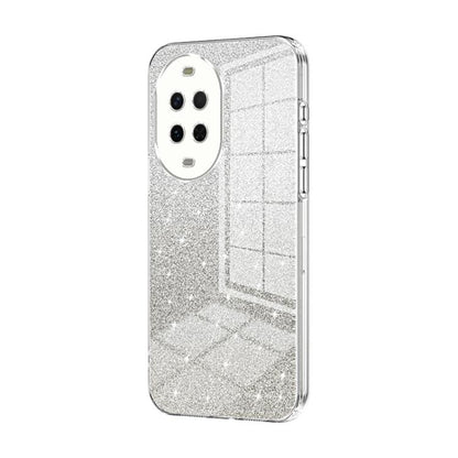 Glitter gradient phone case with silver finish, raised camera cutouts and slim edge frame.