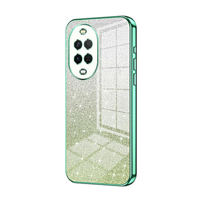 Glitter gradient phone case with green finish, raised camera cutouts and slim edge frame.