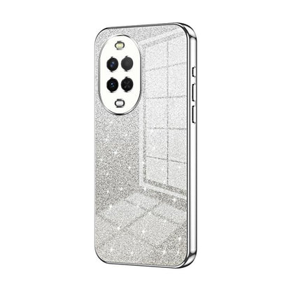 Glitter gradient phone case with silver finish, raised camera cutouts and slim edge frame.